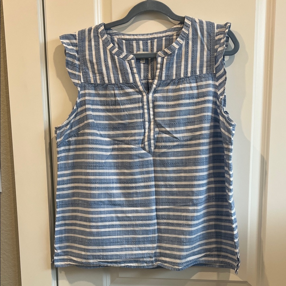 Talbots Blue and White Striped Sleeveless Top